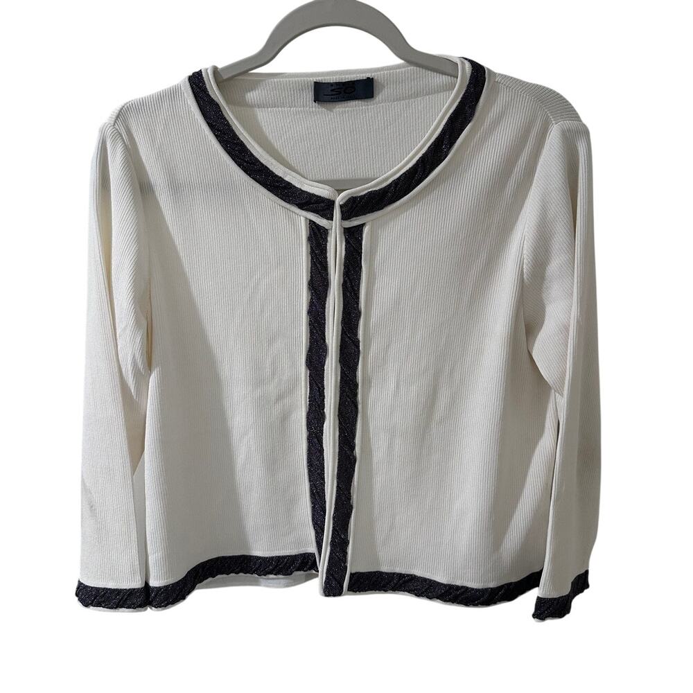 She's SO Italy Women's Cropped Viscose Textured Knit Cardigan White  10 (46)